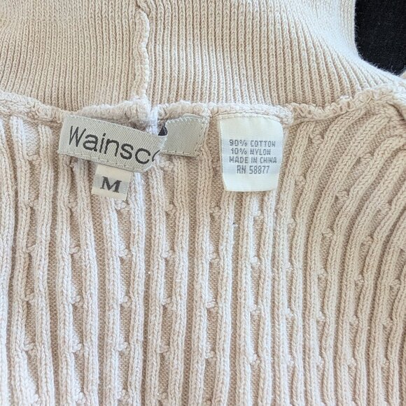 Vintage Wainscott Sleeveless Cable Knit Turtleneck Sweater Vest in Beige - M - Picture 3 of 6